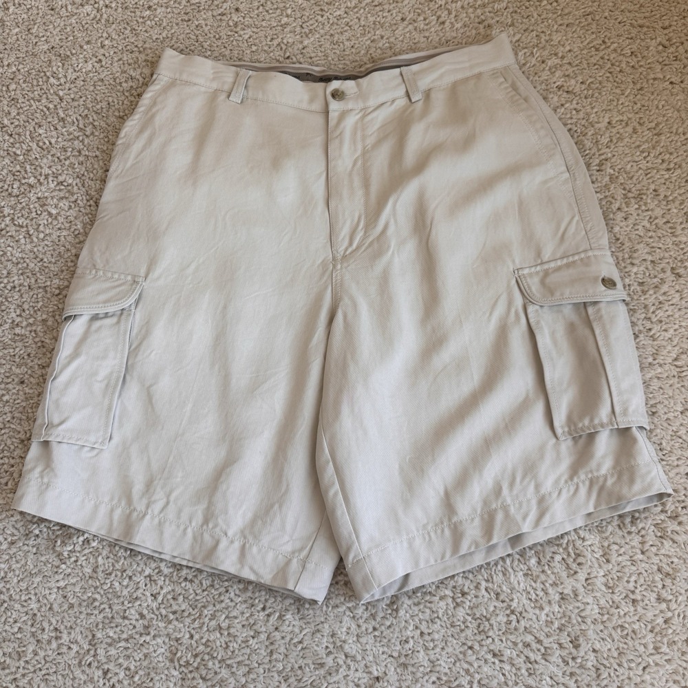 Tommy Bahama Cargo Shorts Mens 34 Beige Good 100% Silk Relaxed Island Wear